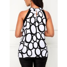 Drgy Kadın Reglan Kol Daire Yaka Desenli Asimetrik Süprem Bluz