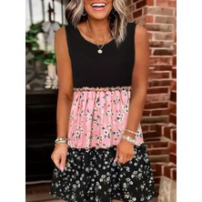 Drgy Kadın Askılı Yuvarlak Yaka Çiçek Baskılı Salaş Süprem Elbise