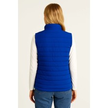 Drgy Şişme Fermuarlı Yelek Su Itici Kapitone Astarlı Kumaş Cepli Hafif Kışlık Spor Rahat Kalıp - Saks Mavisi