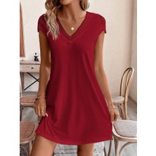 Drgy Kadın Kısa Kollu V Yakalı Viskon Elbise