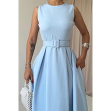 Drgy Bebe Mavi Halter Yaka Kloş Elbise