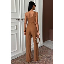 Drgy Tek Omuz Büstiyer Plazzo Pantolon Viscon Takım 10159