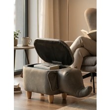 Zooturak Fil Figürlü Sandıklı Puf Modelleri Deri Görünümlü Nubuk