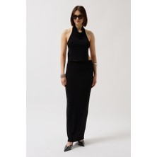 Drgy Parlak Kumaş Maxi Etek