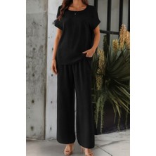 Drgy Kadın Kısa Kollu Yakası Açık Aerobin Bluz ve Pantolon Ikili Takım