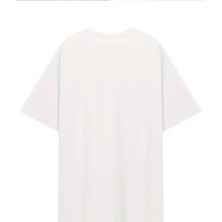 Drgy Baskılı Oversize Bisiklet Yaka T-Shirt - Beyaz