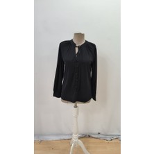 Drgy Kadın Uzun Kollu Yakalı Yakadan Bağcıklı Düğmeli Sandy Bluz