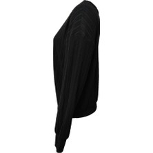 Drgy Kadın Uzun Kollu V Yakalı Pencere Sırt Dantel Detaylı Kalın Fitilli Kaşkorse Bluz