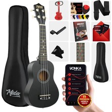 Midex Ukx-901bk Siyah Soprano Ukulele (Askı Çanta Metod Pena)