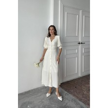 Drgy Sarı Arka ve Bel Ucu Gipeli Elbise