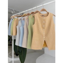 Drgy Uzun Yelek Mini Etek Flamlı Keten Takım 10148