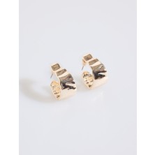 Jimmy Key Altın Rengi Soyut Figürlü Halka Küpe