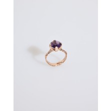 Jimmy Key Lacivert Büyük Taş Detaylı Ayarlanabilir Yüzük