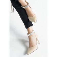 Mio Gusto Rosalie Bej Renk Kadın Abiye Topuklu Ayakkabı