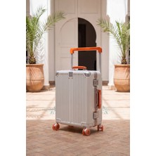 Zeplin Boxy Pc Policarbon Kabin Boy Valiz Beyaz-Turuncu