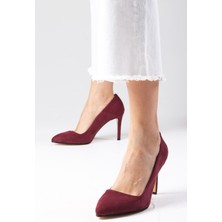 Mio Gusto Basic Bordo Renk Kadın Stiletto Topuklu Ayakkabı