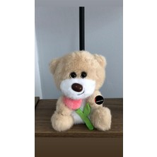 Top Rock Store Sevimli Gül Tutan Ayıcık Peluş Oyuncak Anahtarlık Hediyelik Uyku Arkadaşı 15 cm