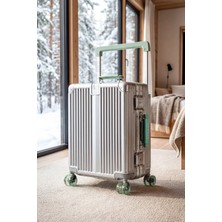 Zeplin Boxy Pc Policarbon Kabin Boy Valiz Silver-Yeşil