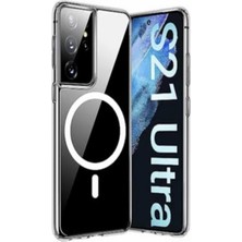 Cepaks Samsung Galaxy S21 Ultra Şeffaf Magsafe Kılıf