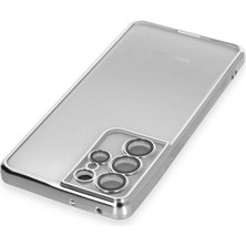 Renklime Newface Samsung Galaxy S21 Ultra Kılıf Razer Lensli Silikon - Gümüş