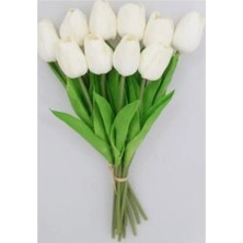 Belirtilmemiş Yapay 8li Islak Lale Buketi Gerçek Doku Kırmızı