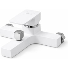 Beyaz Kare Banyo Bataryası Pirinç Gövde Endüstriyel Şık Tasarım