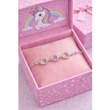 miraç gümüş takı atölyem 925 Ayar Gümüş 3'lü Taşlı Kelebek Kız Çocuk Bileklik