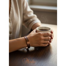 Medo E-Konsept Kadın Bakır Bileklik El Yapımı Göz Motifli Şık Günlük Takı Hediyelik-Son 3 Adet