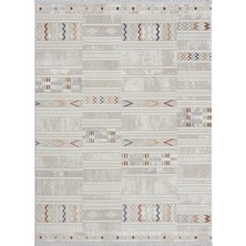Karmen Halı Lotus 8573 Gri Halı Renkli Iskandinav Desenli Modern Ince Akrilik Tozuaz Salon Yatak Odası Halısı