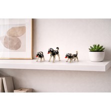 Crystal Passion 3’lü El Yapımı Cam Köpek Figür Seti Dekoratif Renkli Cam Biblo