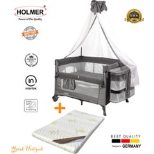 Holmer Coolstyle Cibinlikli Anne Yanı Oyun Parkı 70X110CM Gri+Aloevera Yatak