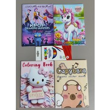Ada Çanta Kırtasiye 4 Adet Stickerli Boyama Kitabı ve 12'li Glbx Kuru Boya Kalemi BZ661445