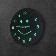 Bahat Fosforlu Gülenyüz Kabartma Rakam Ahşap Camsız Çocuk Odası Duvar Saati Çap 29 cm