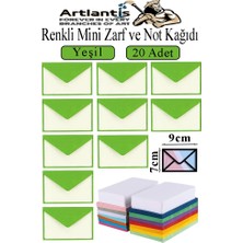 Artlantis Yeşil Mini Zarf 7x9 cm Not Kağıtlı 20 Adet Küçük Yeşil Zarf Mektup Oyun Zarfı Doğum Günü Dilekleri Zarfı Canlı Renk