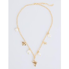 Jimmy Key Altın Rengi Balık Figürlü Incili Ayarlanabilir Kolye