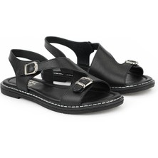 Ziya, Kadın Hakiki Deri Sandalet 1611020Z5407 Siyah