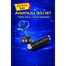 Oto Mutluluk Otopark Numaratörü ve Vakumlu Mıknatıslı Telefon Tutucu Seti | Torpido Üstü, 360° Dönebilen 2'li Set