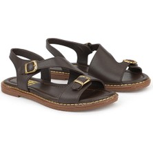 Ziya, Kadın Hakiki Deri Sandalet 1611020Z5407 Kahve