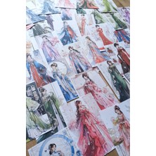Kolbi Craft 38 Adet Scrapbook Kağıt Seti Çin Japon Elibse Kız Yukata Temalı Bullet Journal Dekupaj Kağıdı