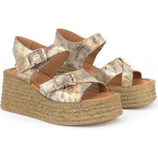 Ziya, Kadın Hakiki Deri Dolgu Topuk Sandalet 161992Z1005 Bej