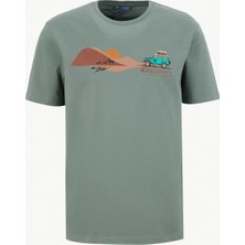 Discovery Expedition D6SM-TST3771 Nil Yeşili Bisiklet Yaka Relaxed Baskılı Erkek T-Shirt