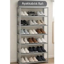 Alanraf 6 Katlı Gri Renkli Ayakkabılık Rafı Galvaniz Çelik 27x57x200 cm Modern Tasarım