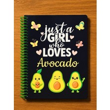 Marsilyan Just A Girl Who Loves Avocado Tasarımlı Spiralli Kareli Defter – 80 Yaprak, 160 Sayfa (18 x 24 cm)
