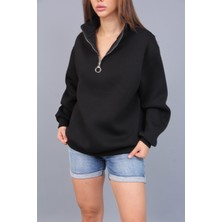 Tomiross Hande Kadın Yarım Fermuarlı Yaka Üç Iplik Sweatshirt HANDE-3785