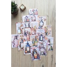 Kolbi Craft 15 Adet Eskitme Vintage Iksir Şişesi Temalı Scrapbook Kağıt Seti Bullet Journal Dekupaj Kağıdı
