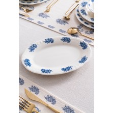 Rubi Porselen Vintage Flowers Blue 2’li Kayık Tabak 26 cm – Çiçek Desenli Porselen Sunum Tabağı