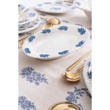 Rubi Porselen Vintage Flowers Blue 2’li Kayık Tabak 21 cm – Çiçek Desenli Porselen Sunum Tabağı
