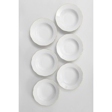 Rubi Porselen Gold Yaldızlı 6 Kişilik Porselen Yemek Tabağı Takımı - Seti