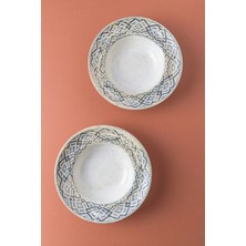 Rubi Porselen Rug Zest Porselen Kendinden Desenli Çukur Makarna Tabağı – 2’li Set