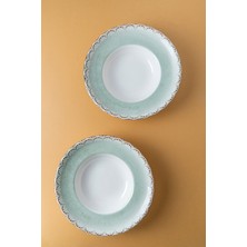 Rubi Porselen Rome Zest Porselen Kendinden Desenli Çukur Makarna Tabağı – 2’li Set